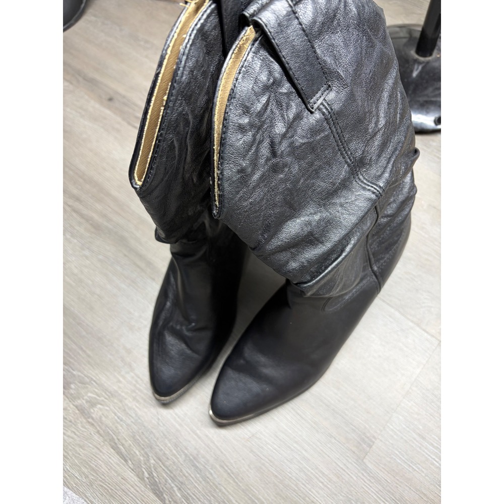 Dingo Womens Black Leather Slouch Western Boots Metal Toe DI 522 Size 9 M - Picture 3 of 11